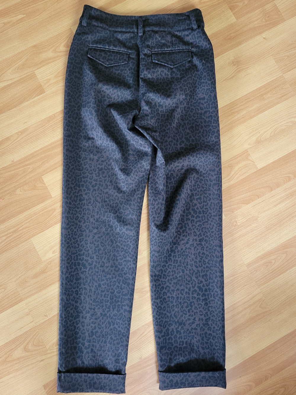 Tristan Black Charcoal Leopard Straight-Leg Pants